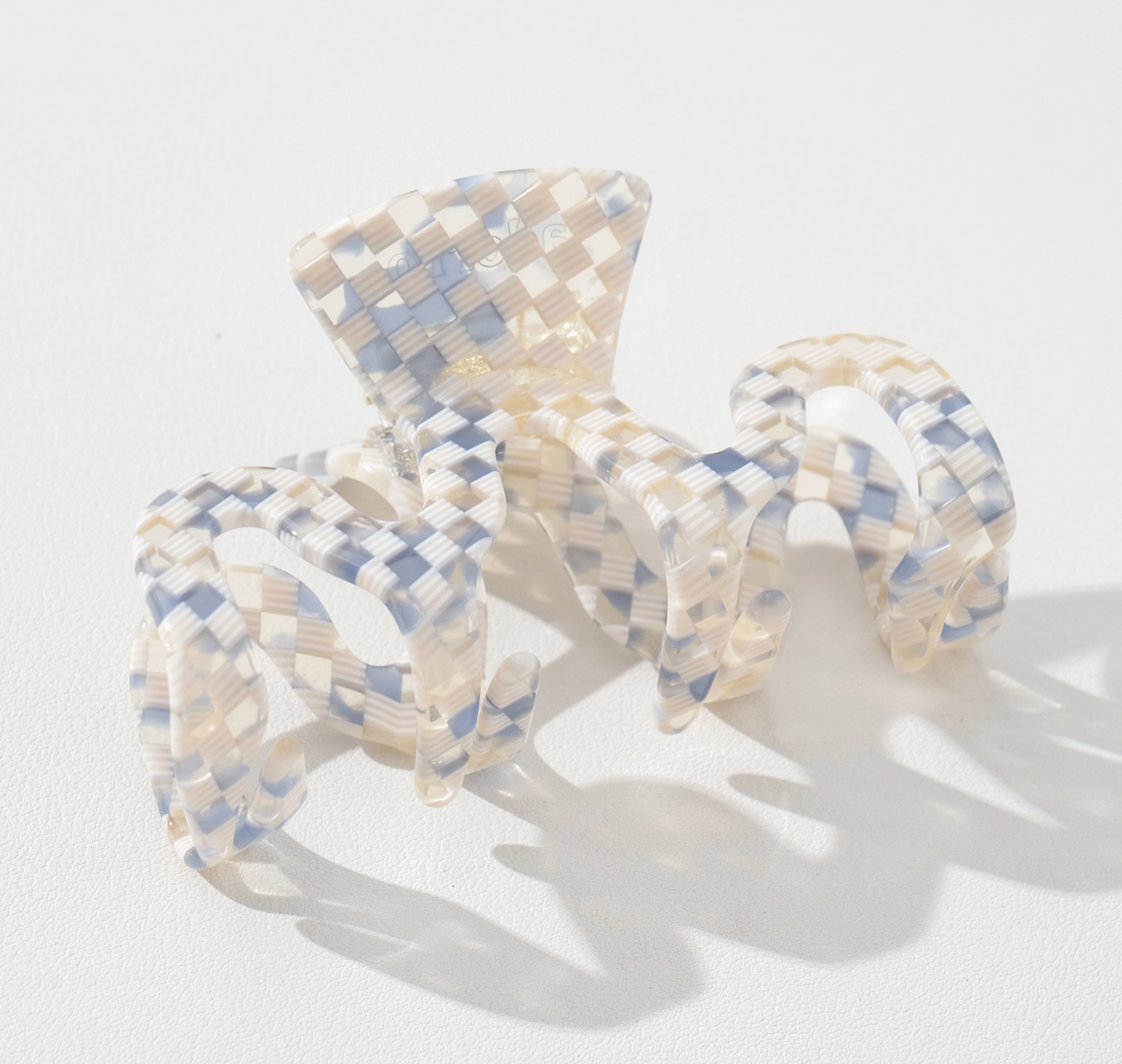 Blue Sand Checkerboard Claw Clips