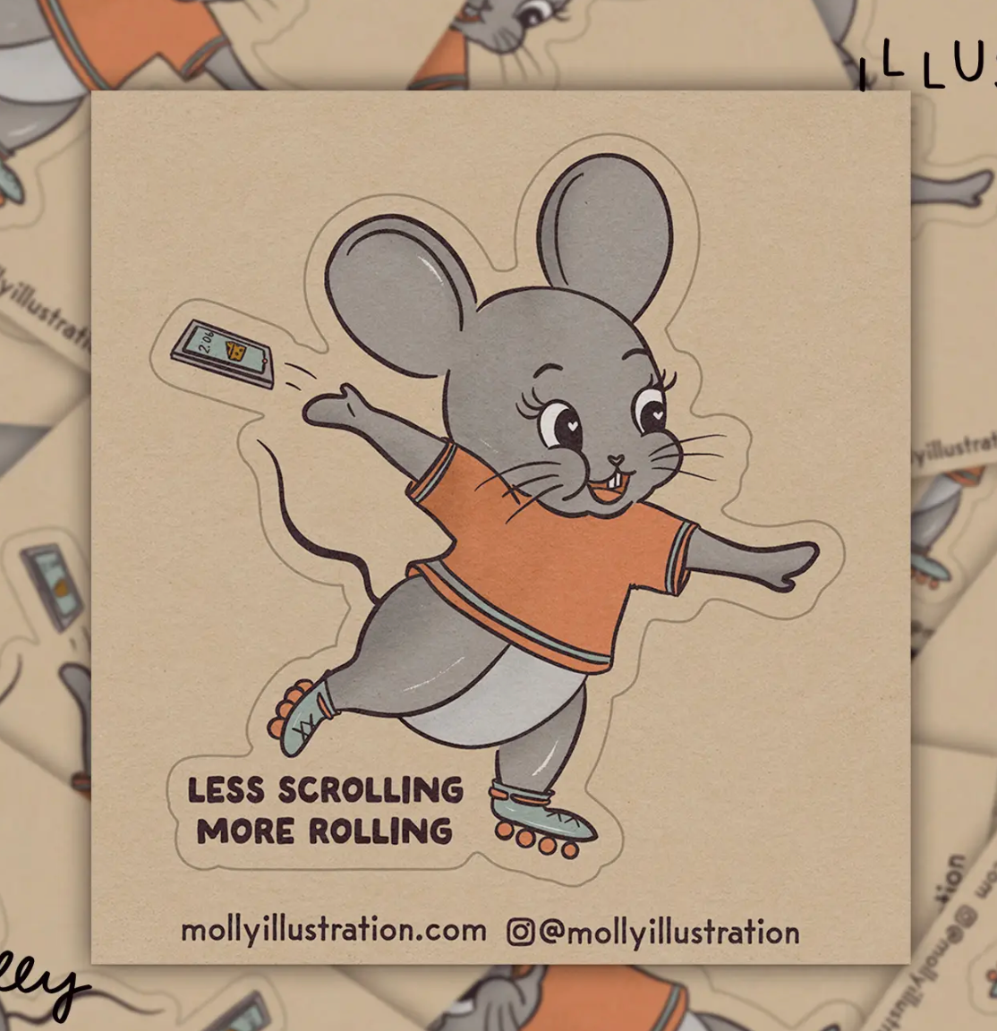 Less Scrolling More Rolling Sticker