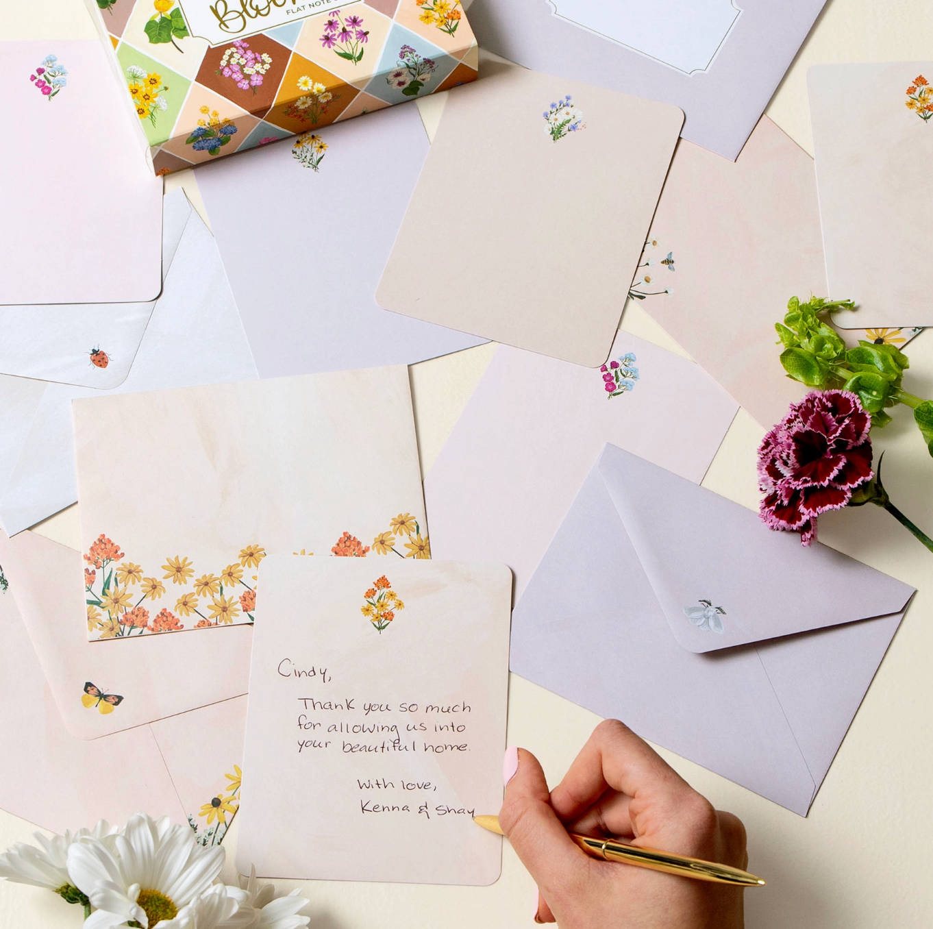 Vintage Blooms Flat Note Cards
