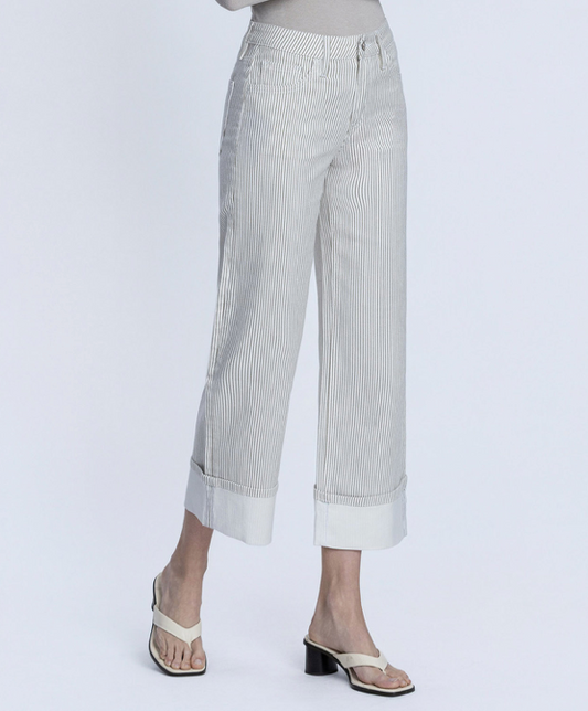 Sister Bay Stripe Crop Wide Jeans