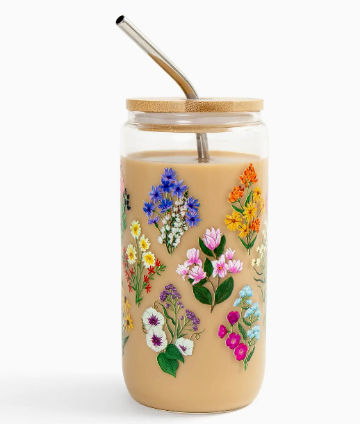 Vintage Blooms Can Glass