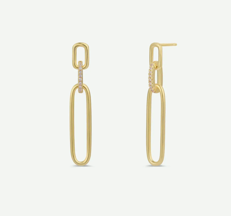 Pave Link Drop Earrings