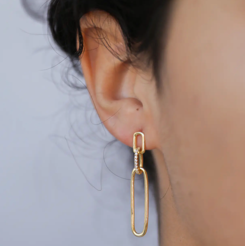 Pave Link Drop Earrings