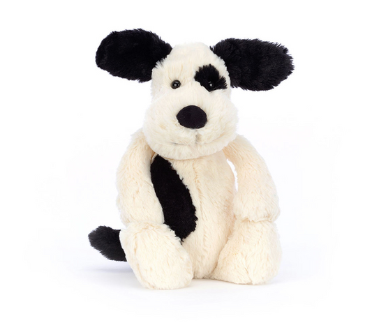 Bashful Black & Cream Puppy Plush
