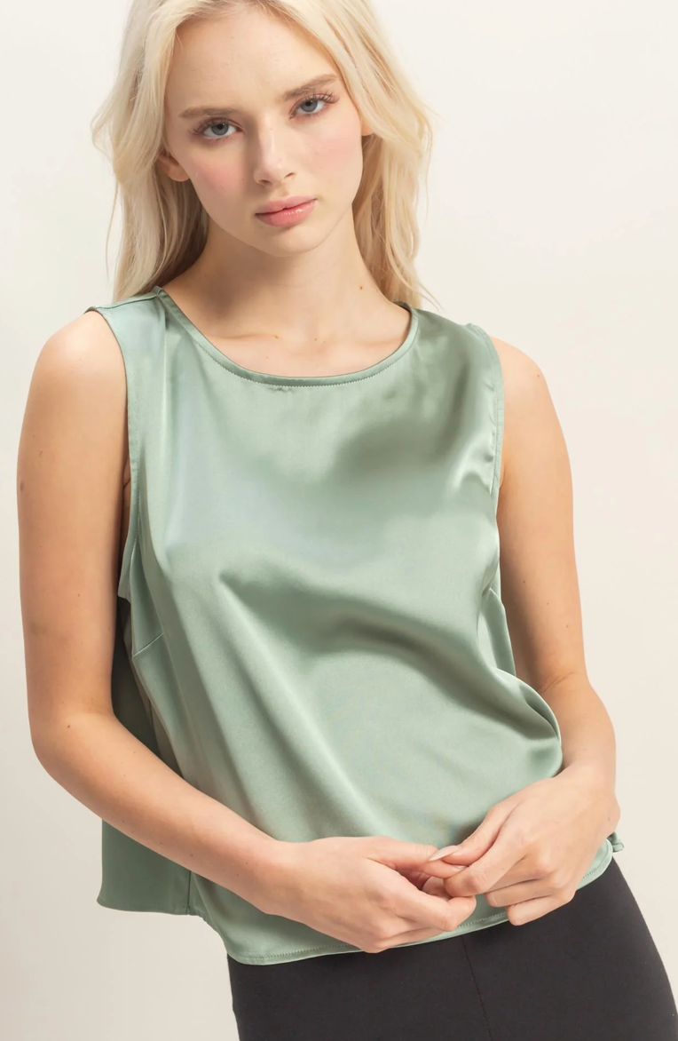 Sage Satin Top