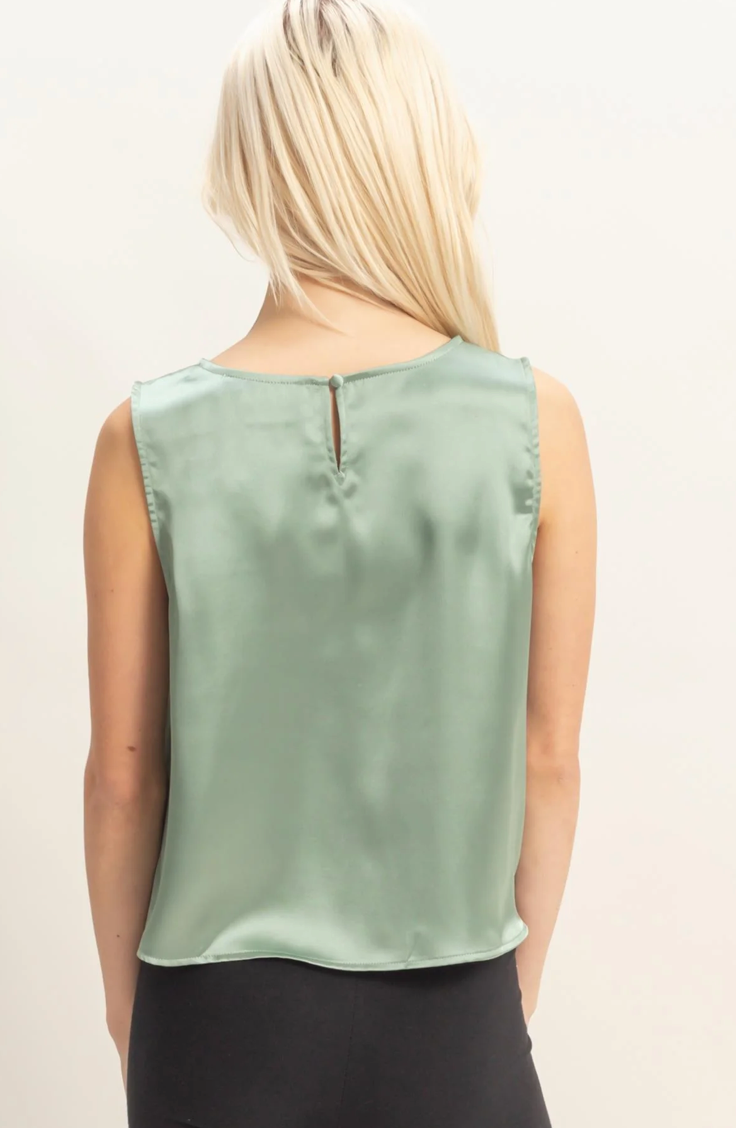 Sage Satin Top