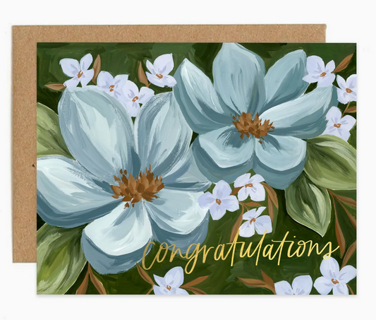 Blue Floral Congratulations Card