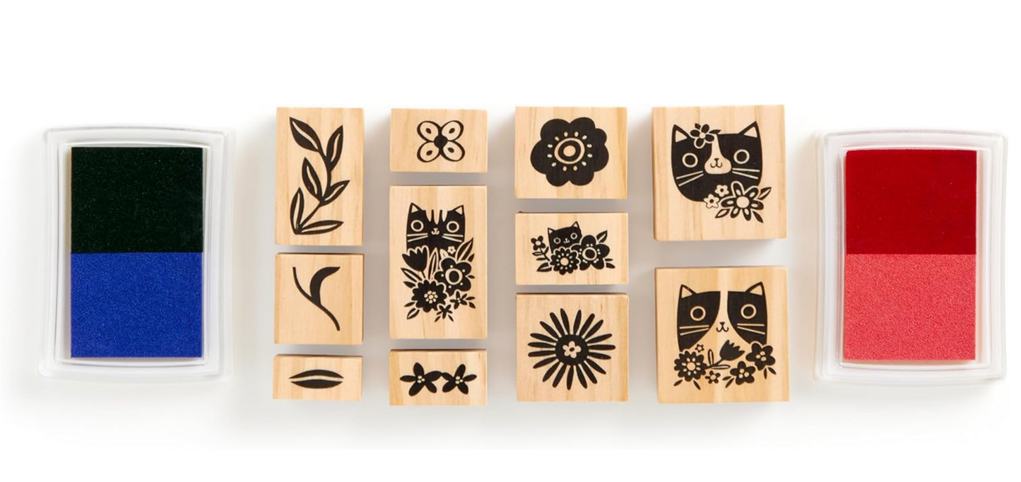 Blooming Cats Rubber Stamp Set