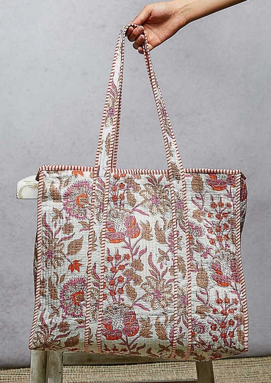 Striped Quilted Tote