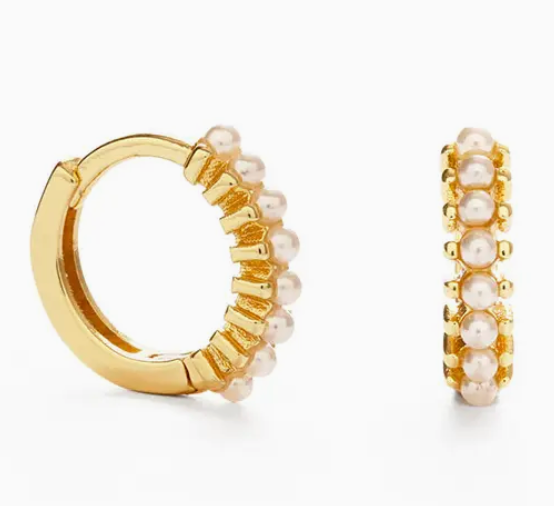 Pearl Huggie Hoops