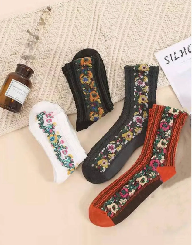 Vintage Floral Harvest Socks
