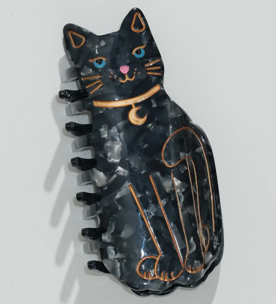 Black Cat Moon Claw Clip
