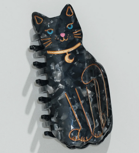 Black Cat Moon Claw Clip
