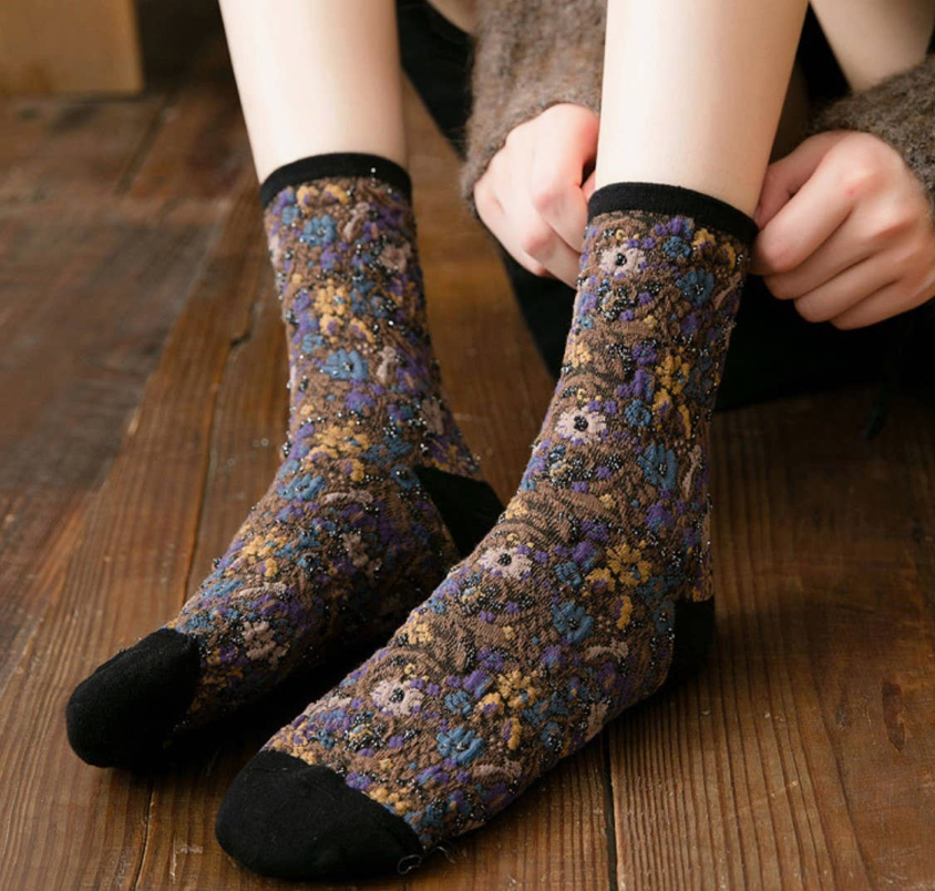 Vintage Floral Fest Socks