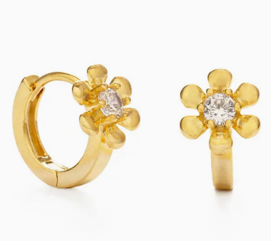 Gold Daisy Huggie Earrings