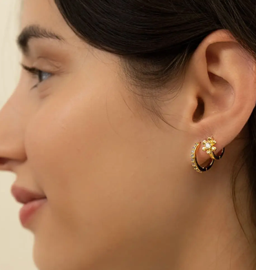 Gold Daisy Huggie Earrings