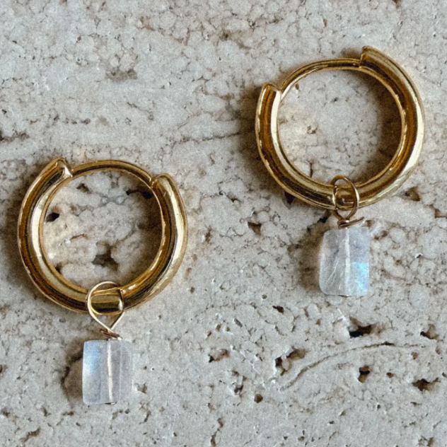 Moonstone Hoop Huggies