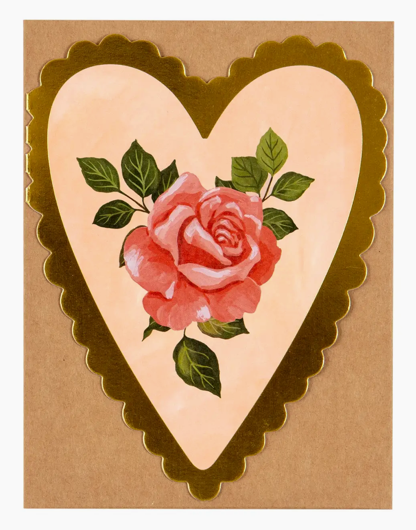Pink Rose Heart Card