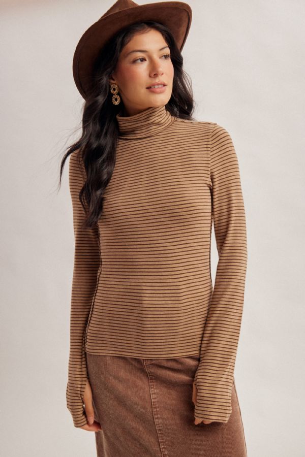 Striped Turtleneck Top