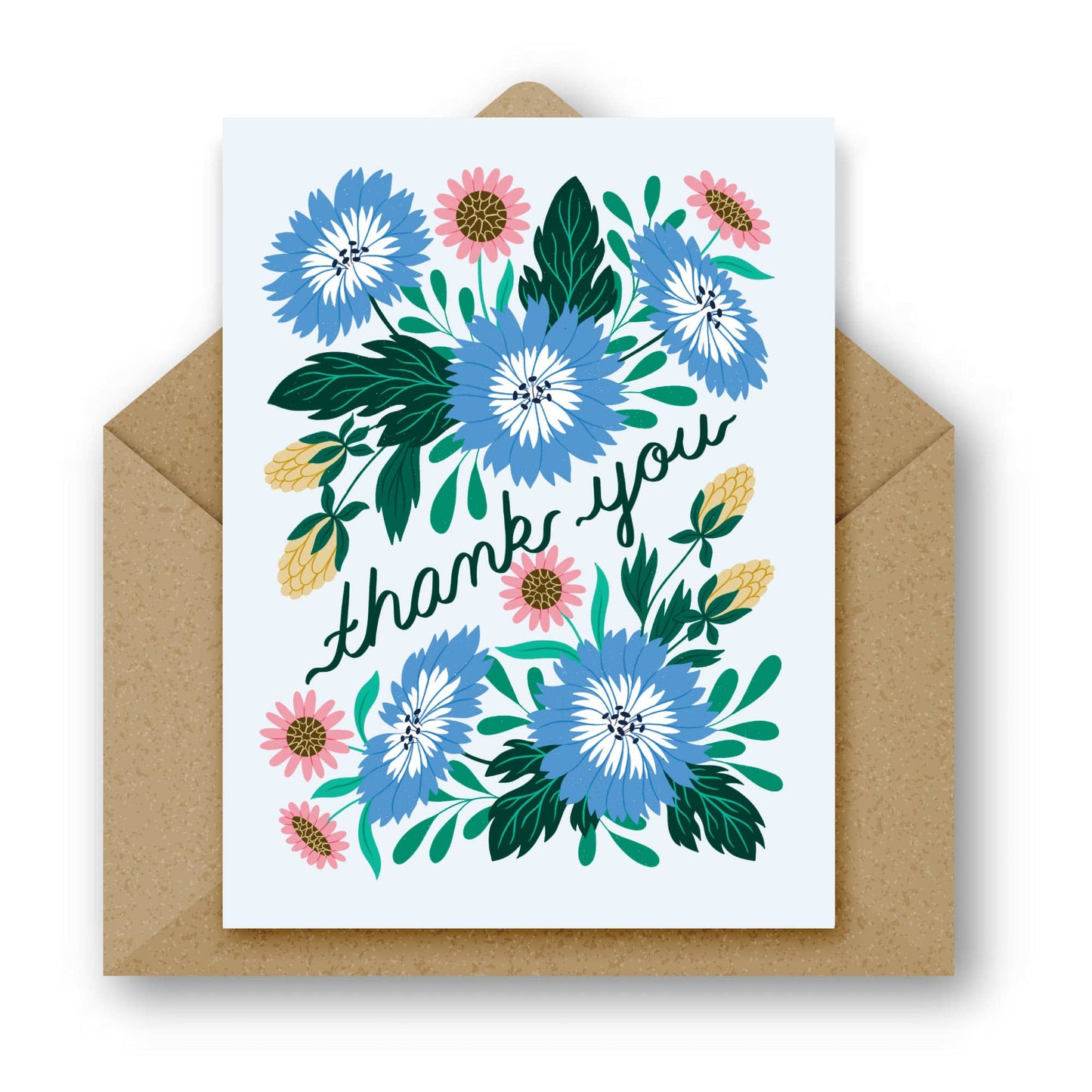 Thank You Blue Floral Card